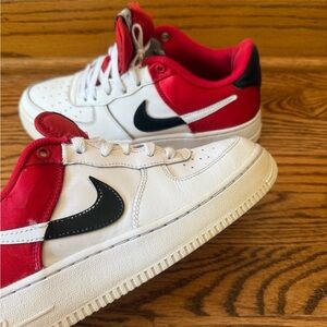 Nike Air Force 1 LV8 1 Low Red Satin  CK0502-600 size 6Y
Used 
No box